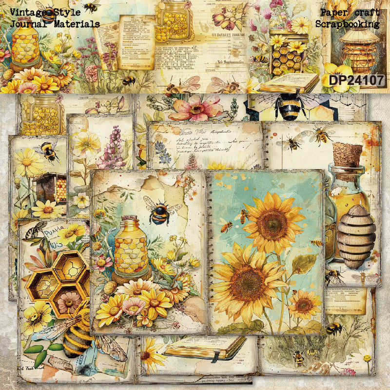 8pcs A5 size flower bee paper pack (p113006)