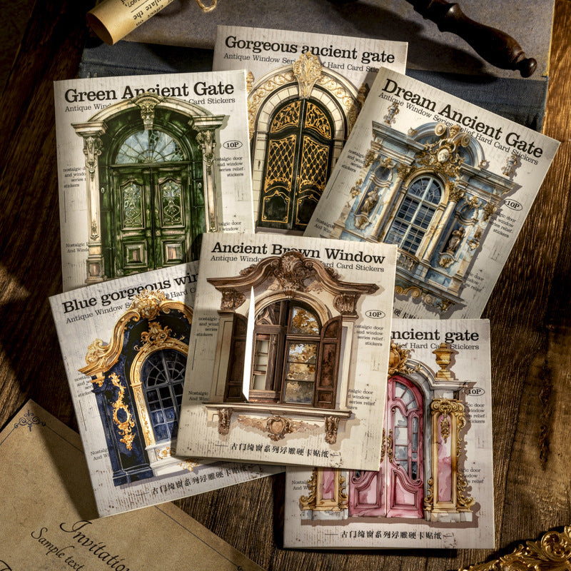 10pcs vintage window card sticker pack (S25050502)