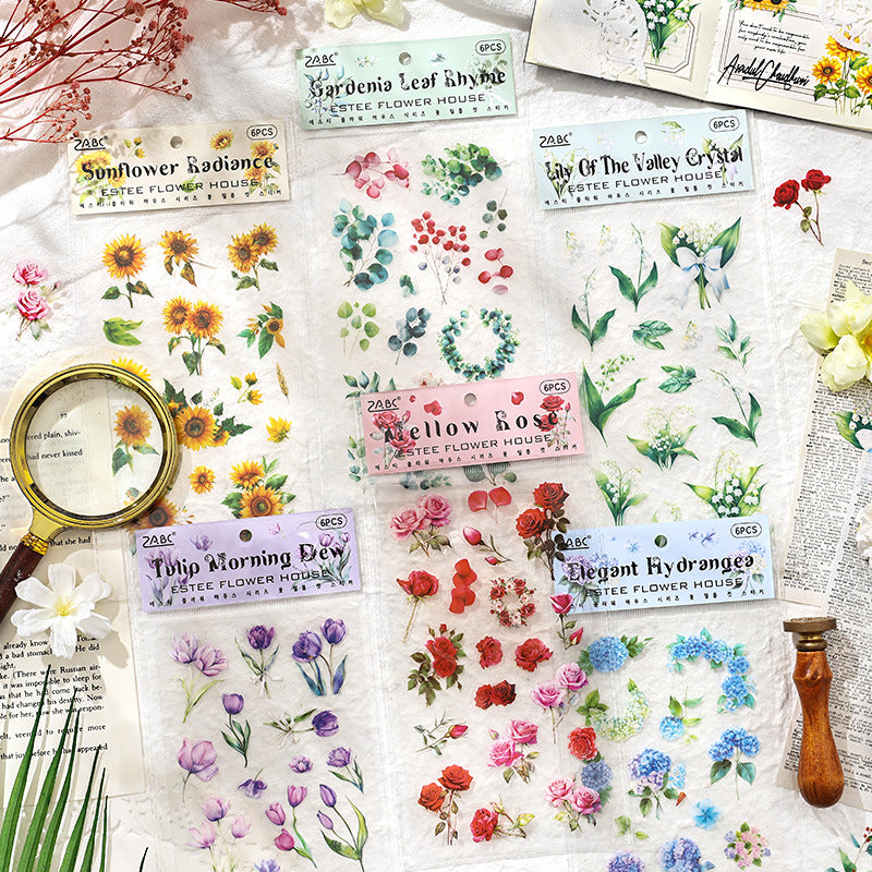 6pcs flower sticker pack (S121013)