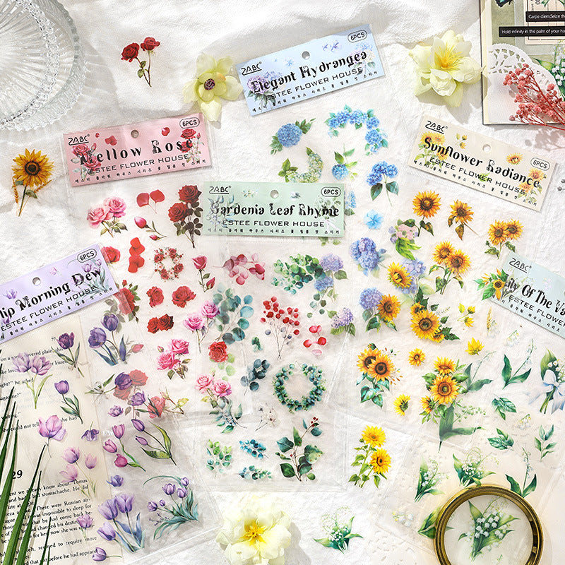 6pcs flower sticker pack (S121013)