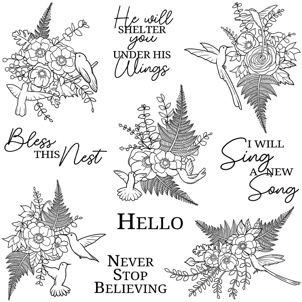 1 pc bird flower clear stamp (z112608)