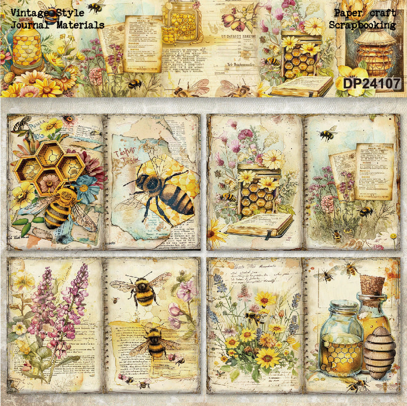 8pcs A5 size flower bee paper pack (p113006)