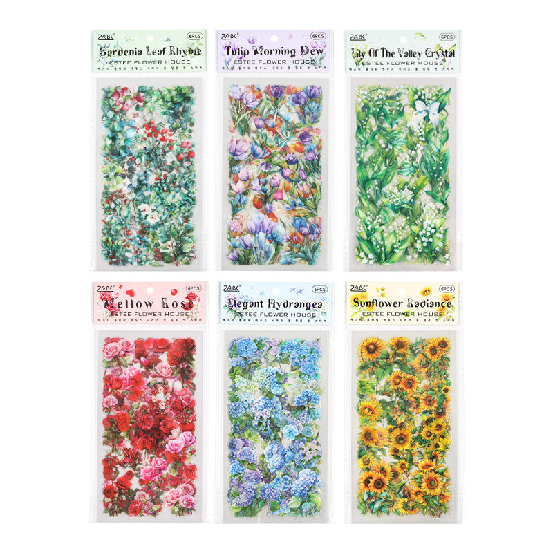 6pcs flower sticker pack (S121013)