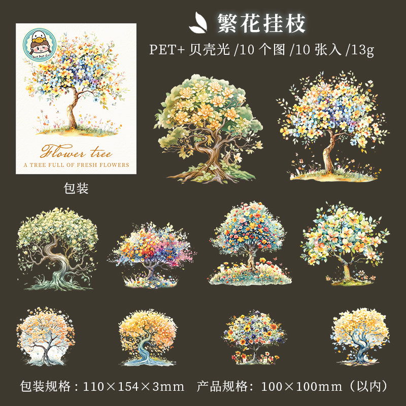 10pcs sticker pack Flower tree（S07196）