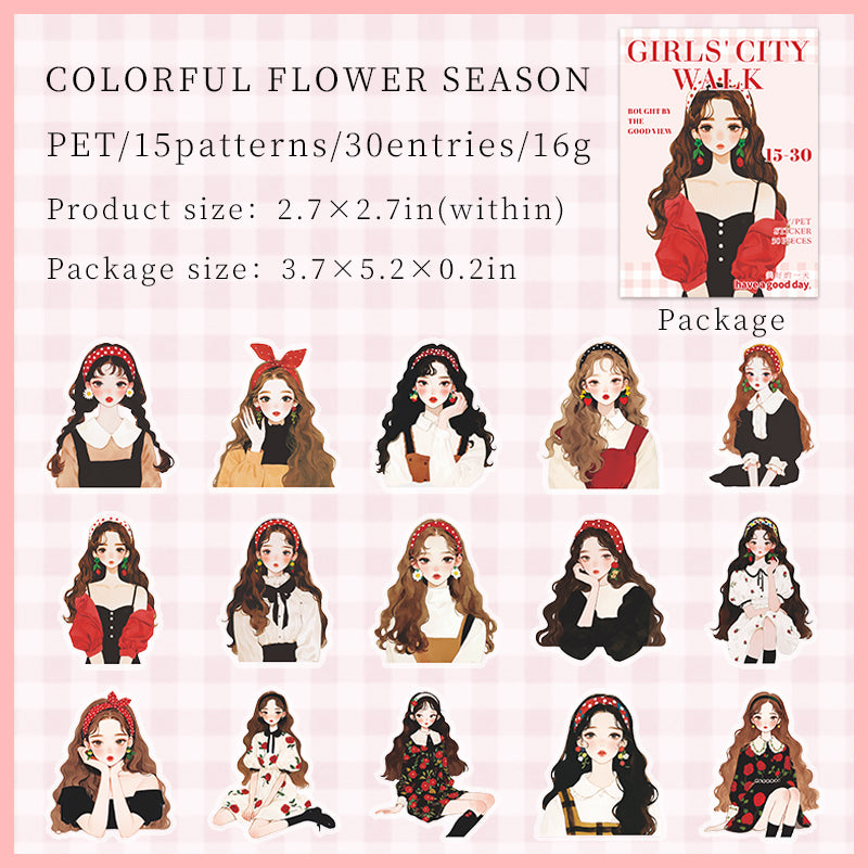 30pcs sticker pack Girls walk (S07197)