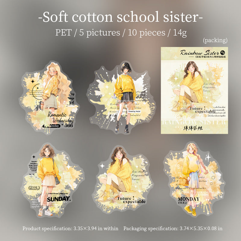 10pcs sticker pack Rainbow Sister(S072304)