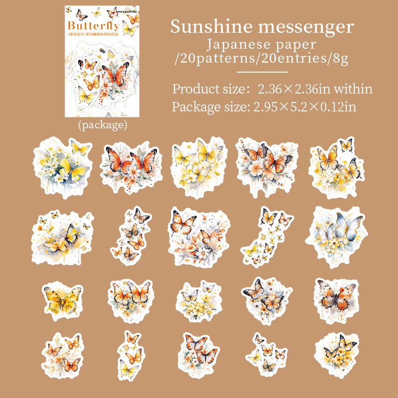 20pcs sticker pack Butterfly blossoms (S073001)