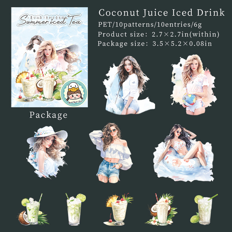 10pcs sticker pack Summer Iced Tea (S073005）