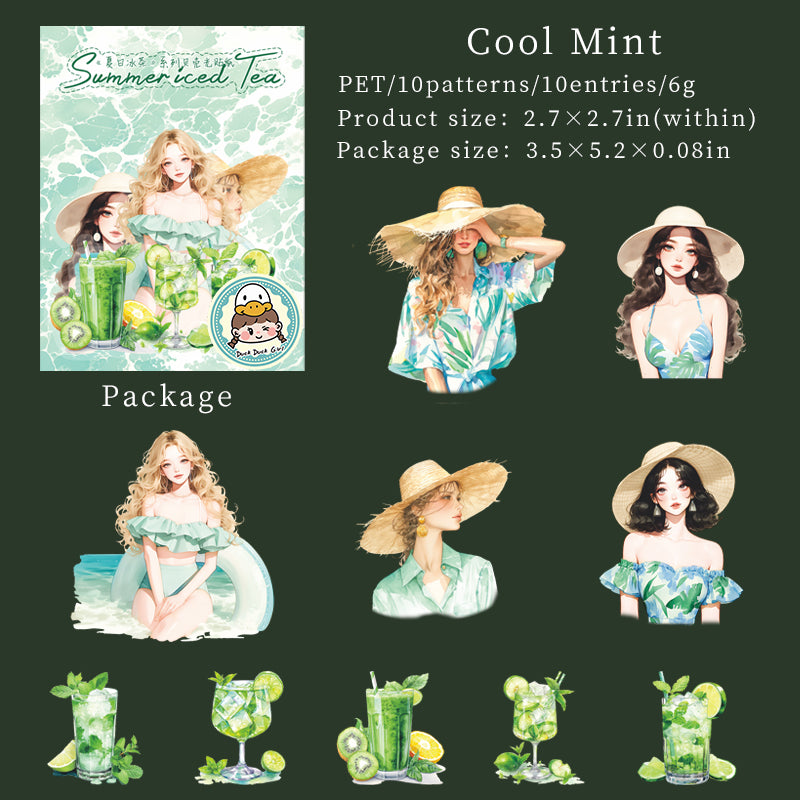 10pcs sticker pack Summer Iced Tea (S073005）