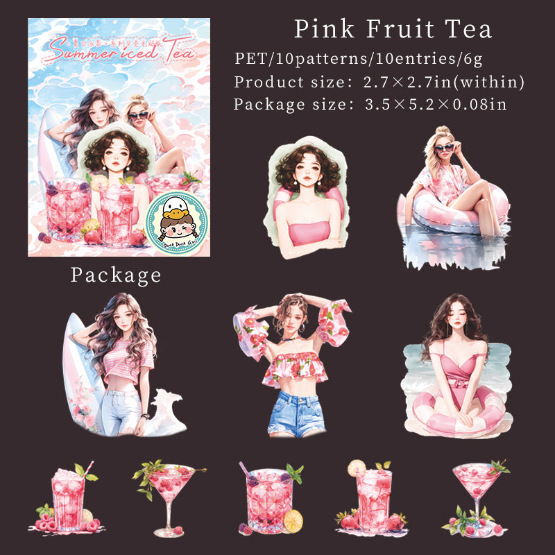 10pcs sticker pack Summer Iced Tea (S073005）