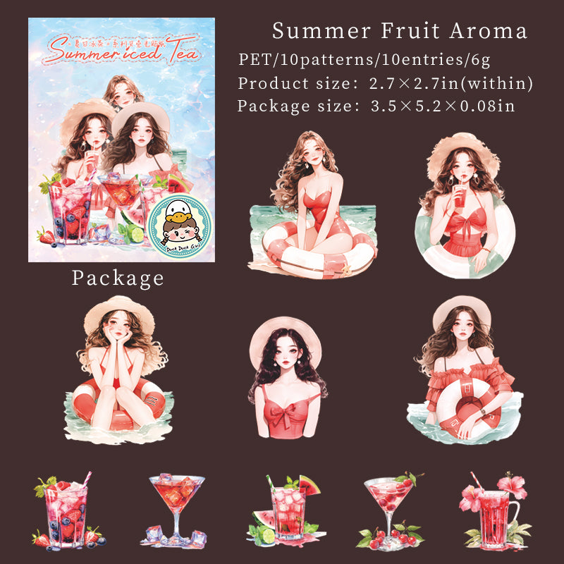 10pcs sticker pack Summer Iced Tea (S073005）