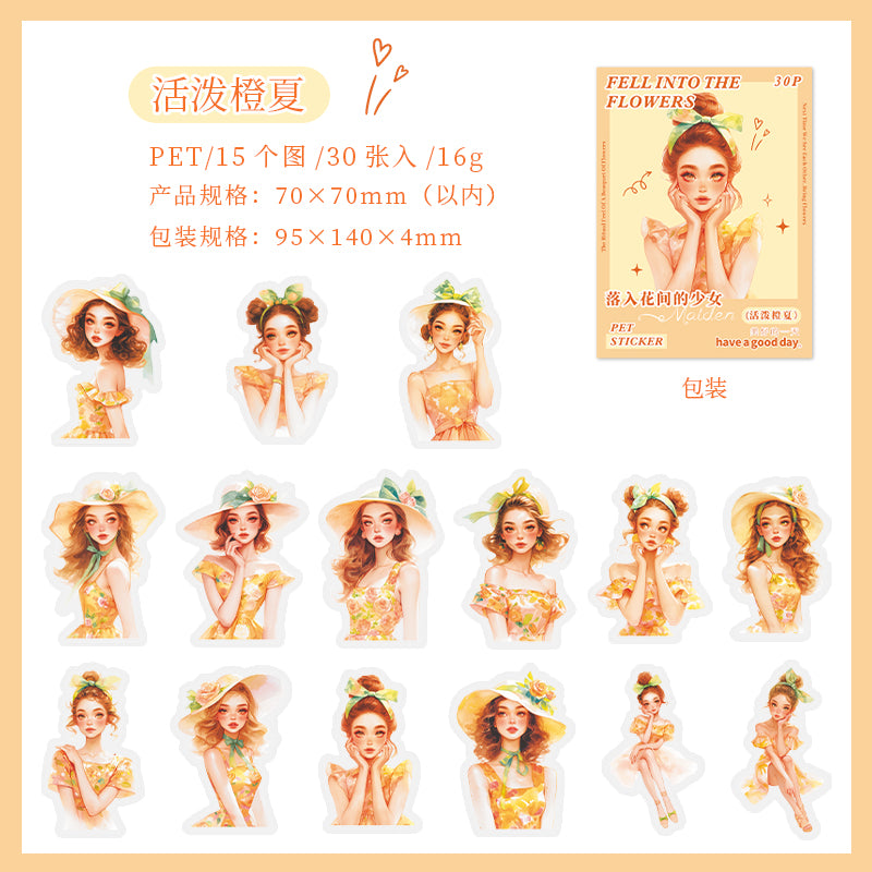 30pcs sticker pack Fell into Flowers girl (S080910)