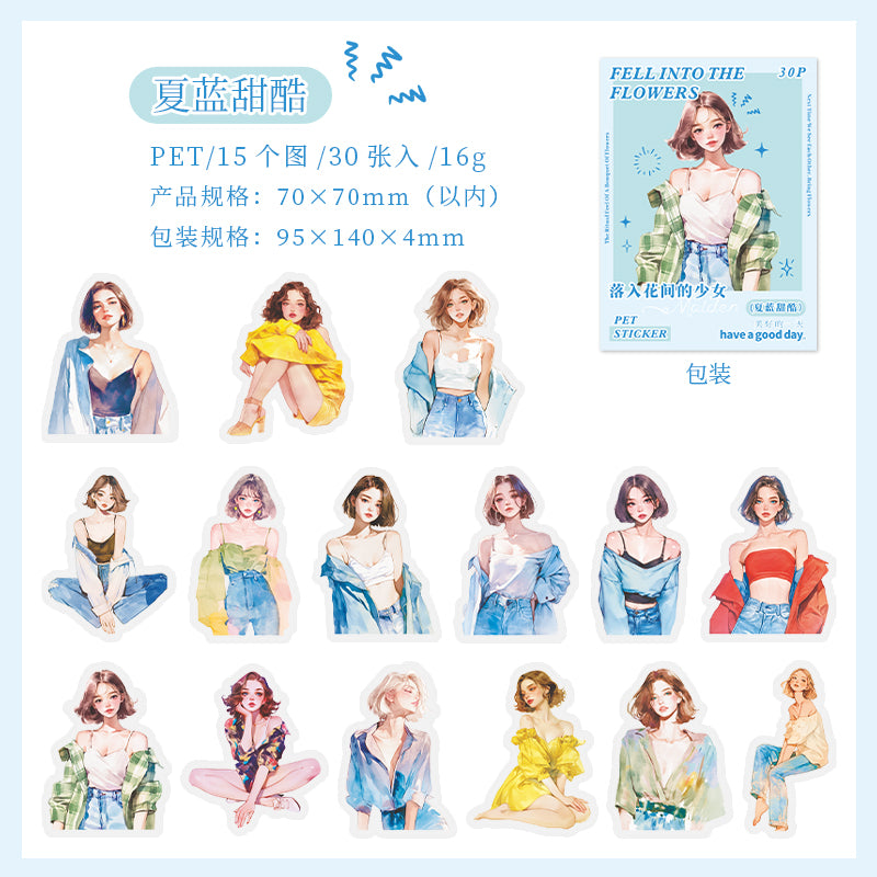 30pcs sticker pack Fell into Flowers girl (S080910)