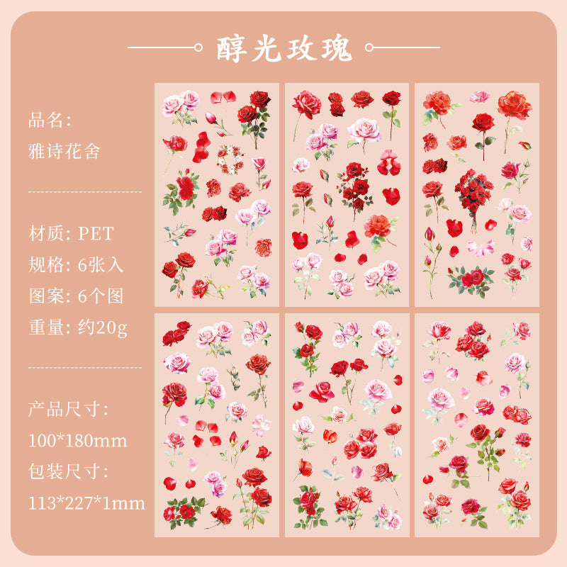 6pcs flower sticker pack (S121013)