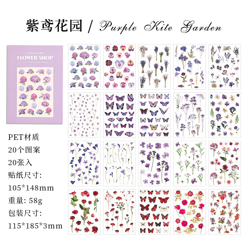 20pcs sticker book Flower Series (TZB081415)