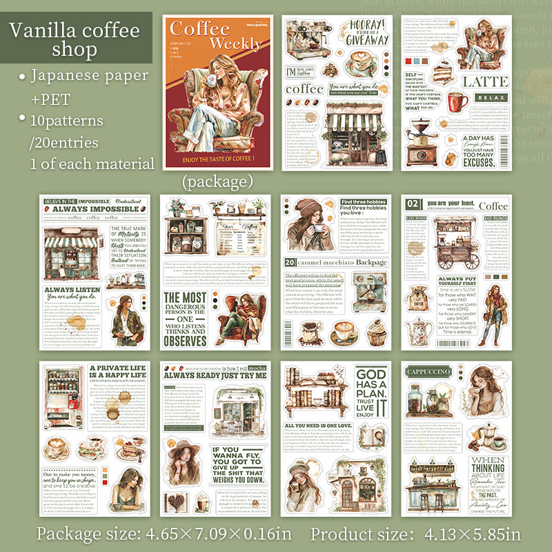 20 pcs sticker book Coffee Week Series in 4 styles(TZB07182)