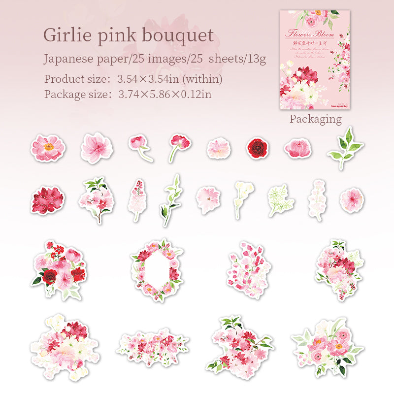 25pcs sticker pack flowers bloom （S07126）