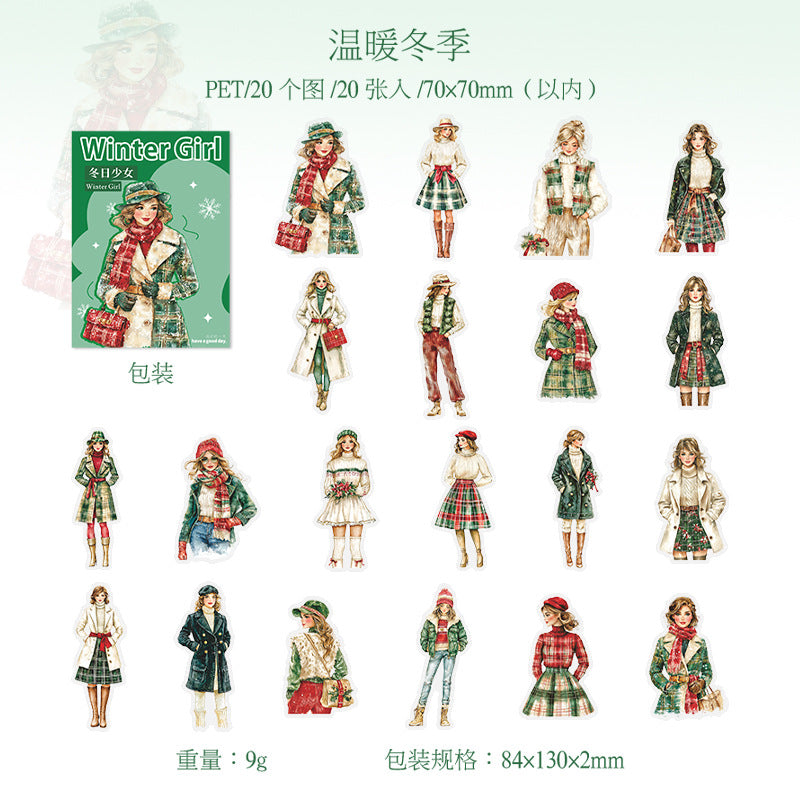 20pcs winter girl sticker pack (s120503)