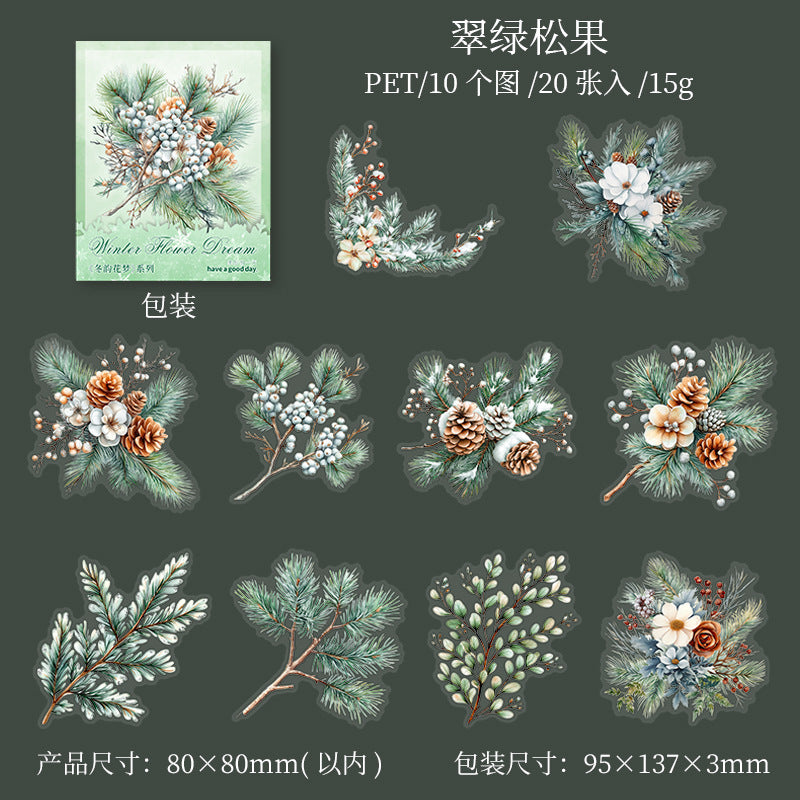 20pcs winter flower sticker pack (s120506)