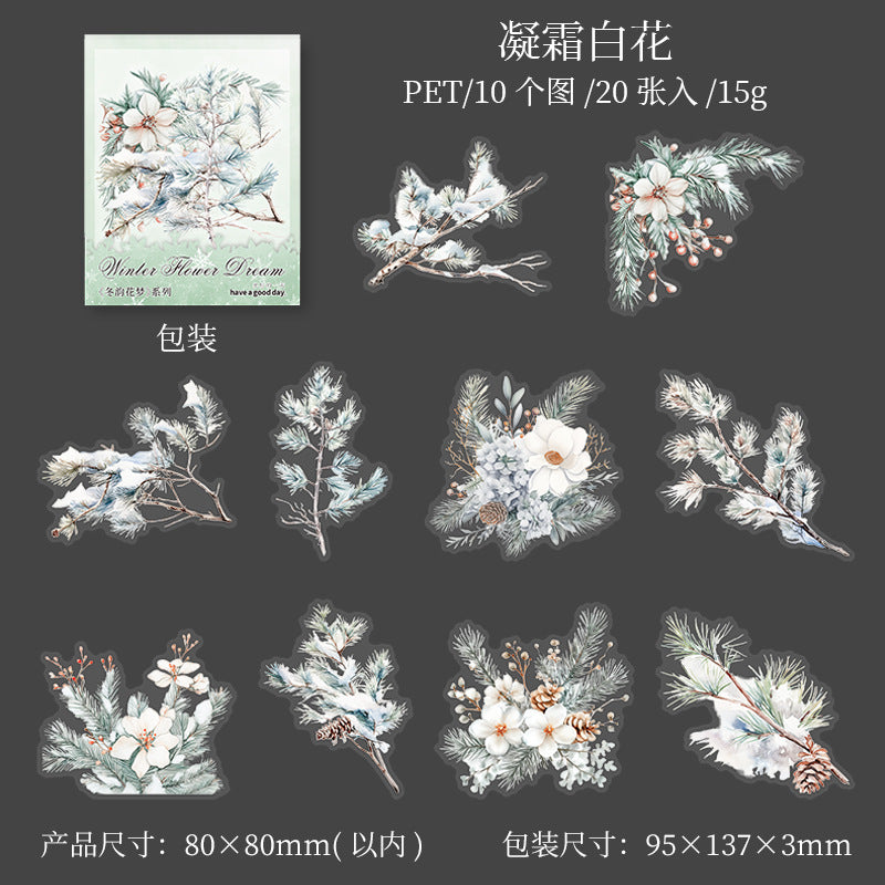 20pcs winter flower sticker pack (s120506)