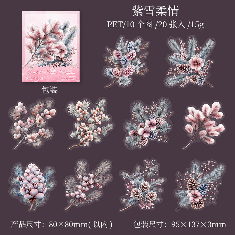 20pcs winter flower sticker pack (s120506)