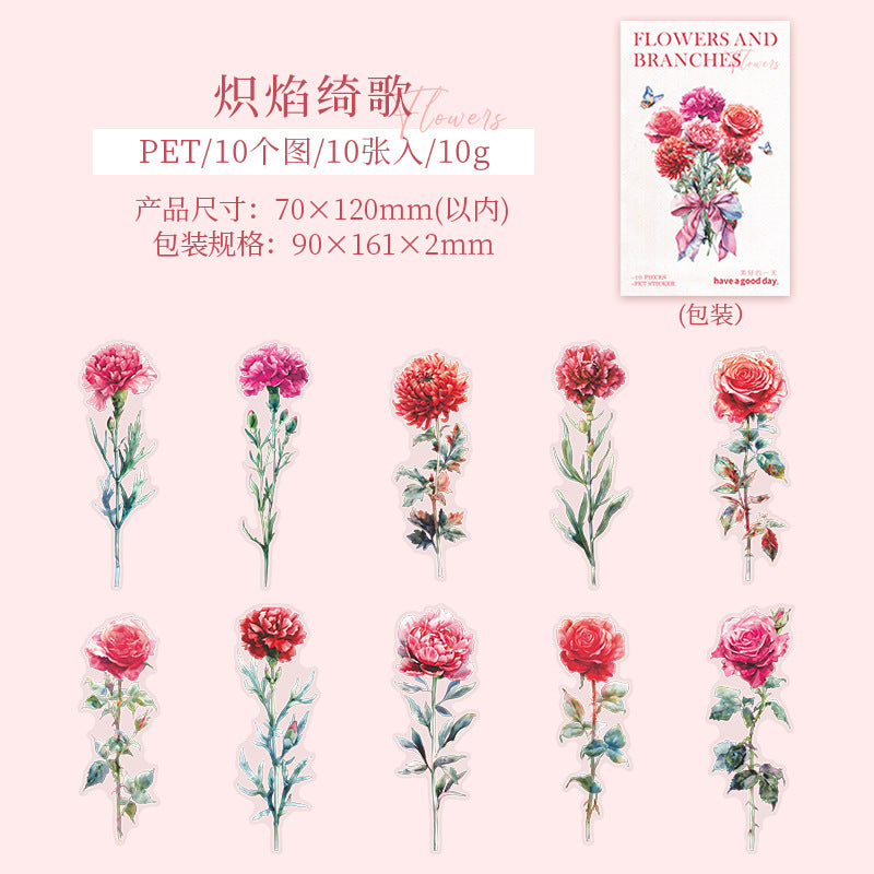 10pcs flower sticker pack (s120509)