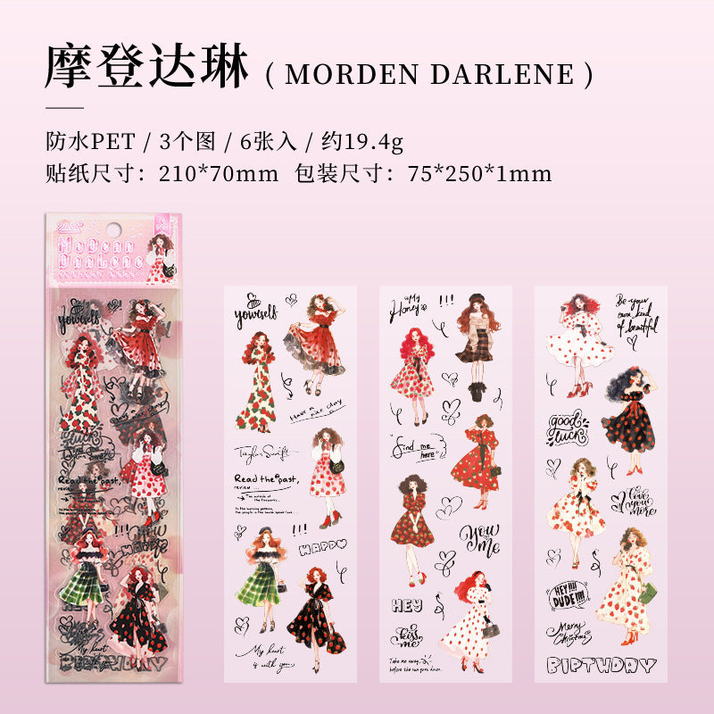 6pcs girl sticker pack (s120601)